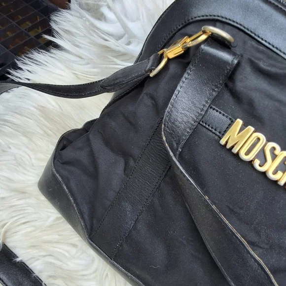 Moschino Canvas & leather logo xbody bag